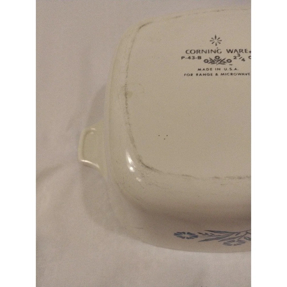 RARE‎ Mistake Crooked Print on Vintage Corning Ware Cornflower P-43-B 2 3/4 Cup